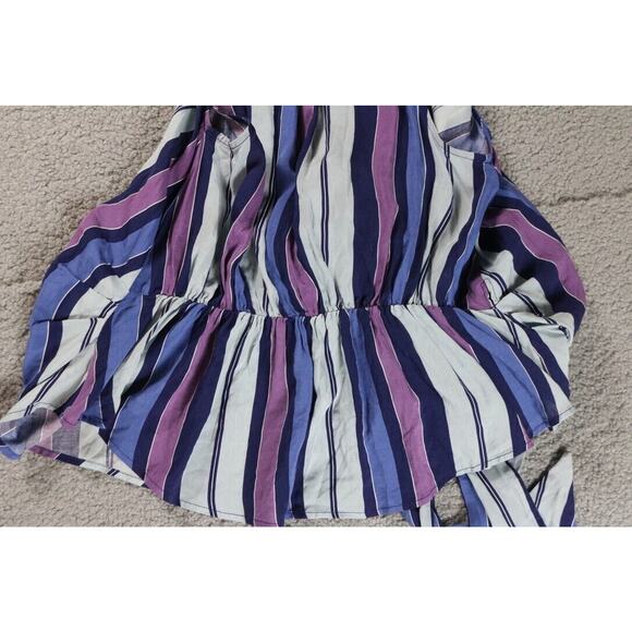 Free People Tops Womens XS Striped Mackenzie Wrap Purple Combo Sleeveless - Picture 8 of 9